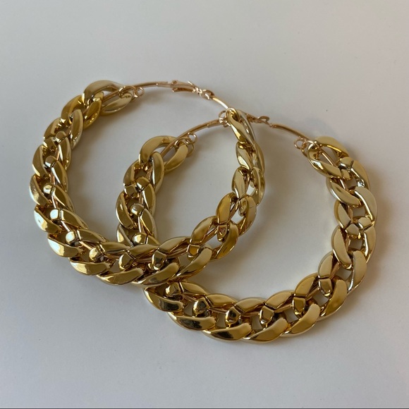 💕Last one Urban Chic Golden Chain Hoops Earrings - Picture 8 of 14